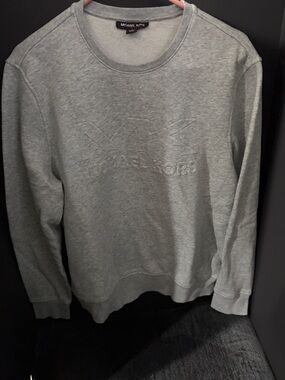 Michael Kors Light Grey Embossed Logo Crewneck Sweater